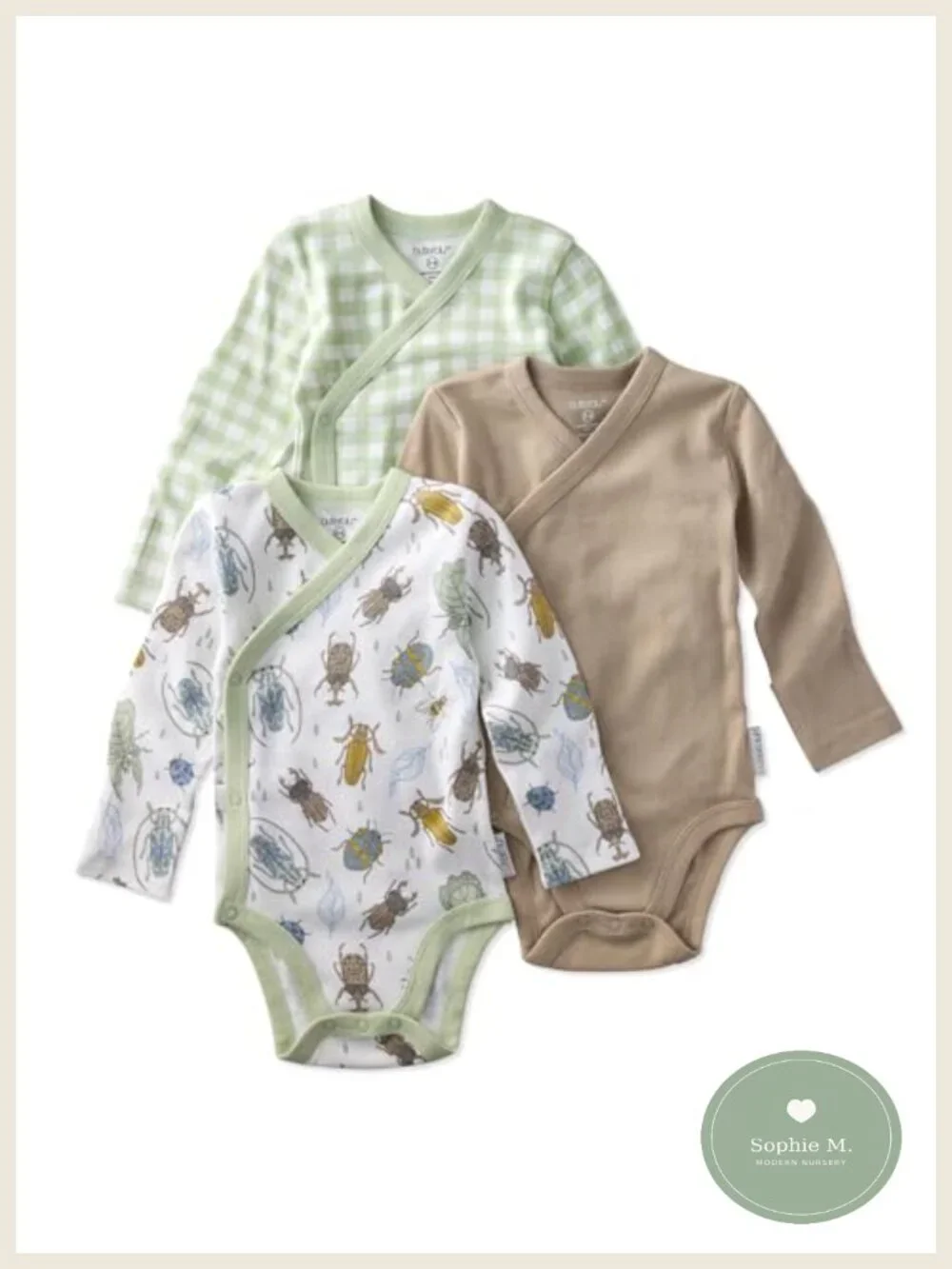 3-Pack Side Snap Long Sleeve Bodysuits 100% Cotton